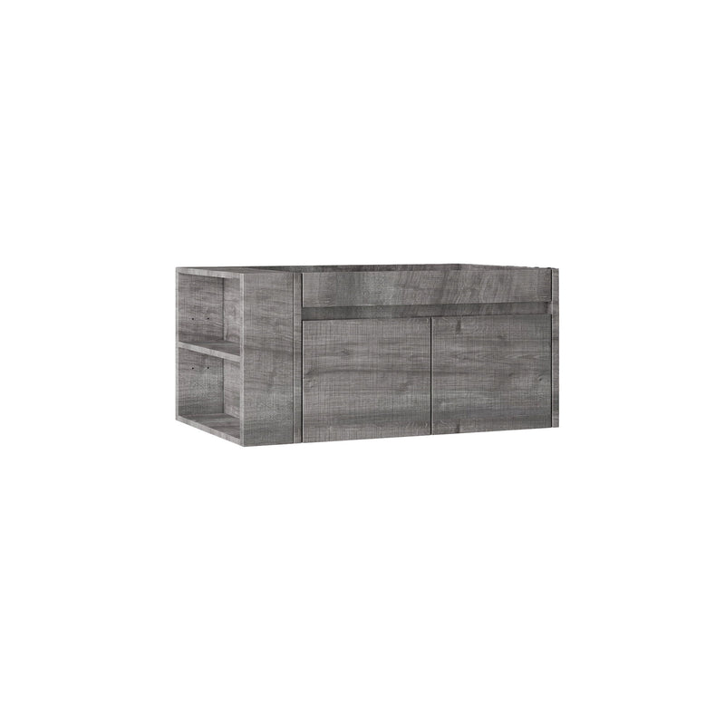 Floating Bathroom Vanity Cabinet, Soft Close Double Drawers, Open Side Storage, Wall Mounted, Cabinet Only