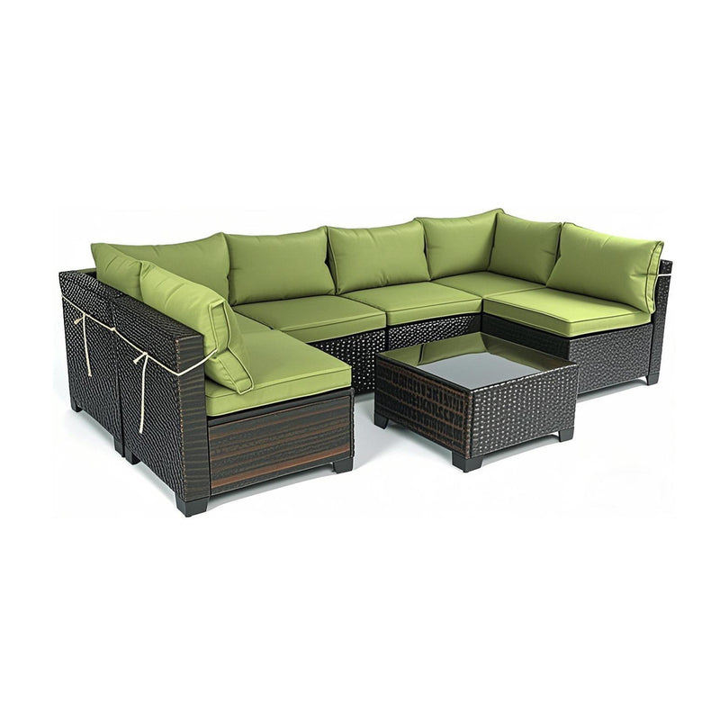 Cushion Covers For 7 Piece Wicker Sectional Sofa, 14 Pack Seat And Back Slipcovers With Zipper