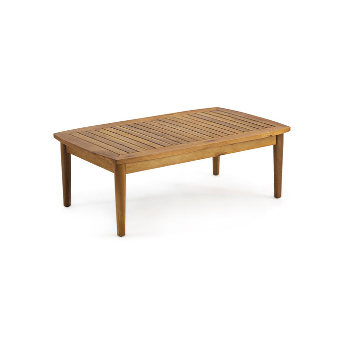 Outdoor Acacia Wood Loveseat Set With Coffee Table