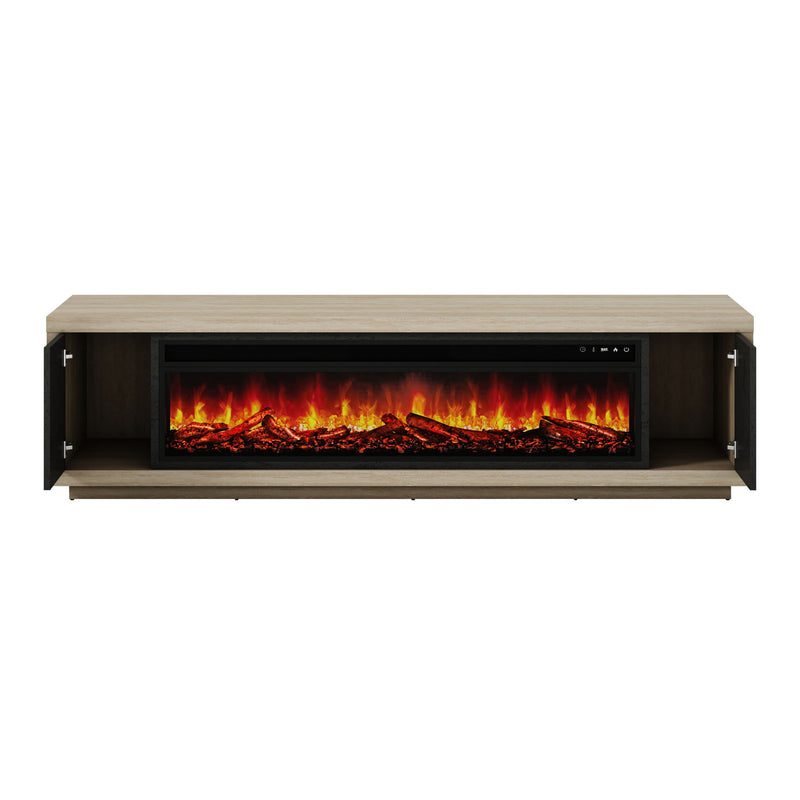 Fireplace TV Stand - Beige / Black
