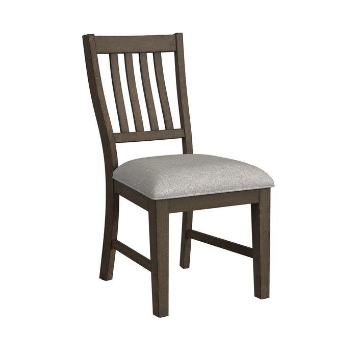Yellowstone Dining Side Chair with Grey Fabric in Medium Brown (2 Per Carton)