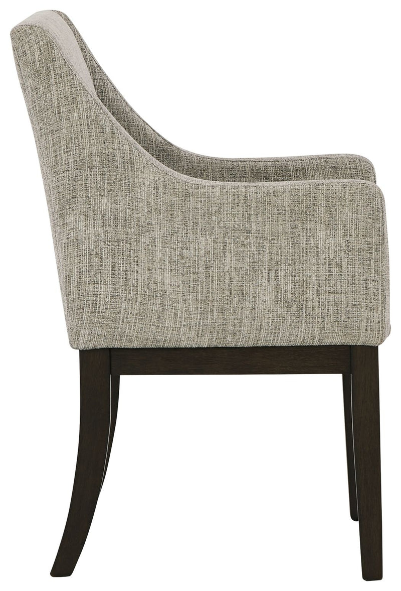 Burkhaus - Dining UPH Arm Chair (Set of 2) - Beige / Dark Brown