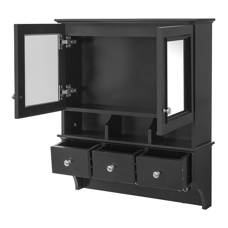 Modern Bathroom Mirror Cabinet With Drawers, Organizer Hooks, And High-Definition Mirrors