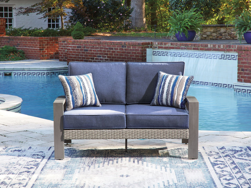 Half Moon Beach - Loveseat With Cushion - Blue / Gray