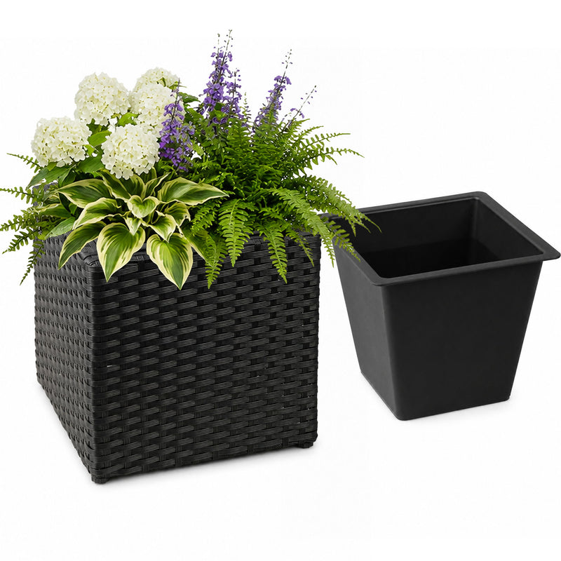 Cubic Planter Box, Plant Pot With Insert Indoor Outdor - Black