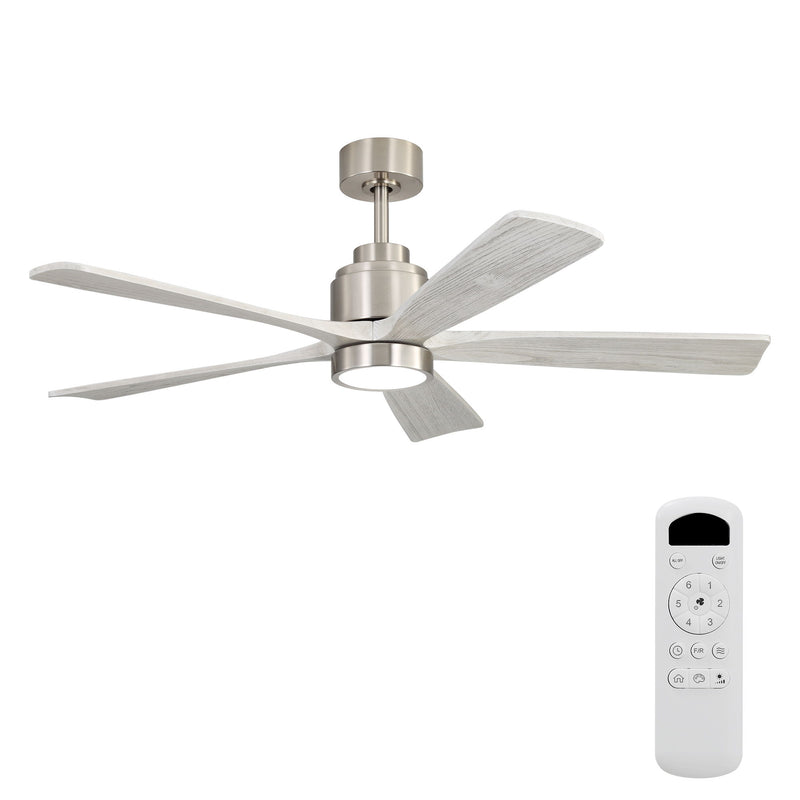 Ultra Quiet Reversible Ceiling Fan With Light Dimmable LED For Large Room - Brushed Nickel
