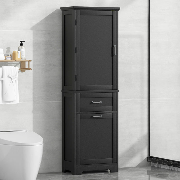 Tall Freestanding Bathroom Storage Cabinet With Adjustable Shelf And 2 Drawers