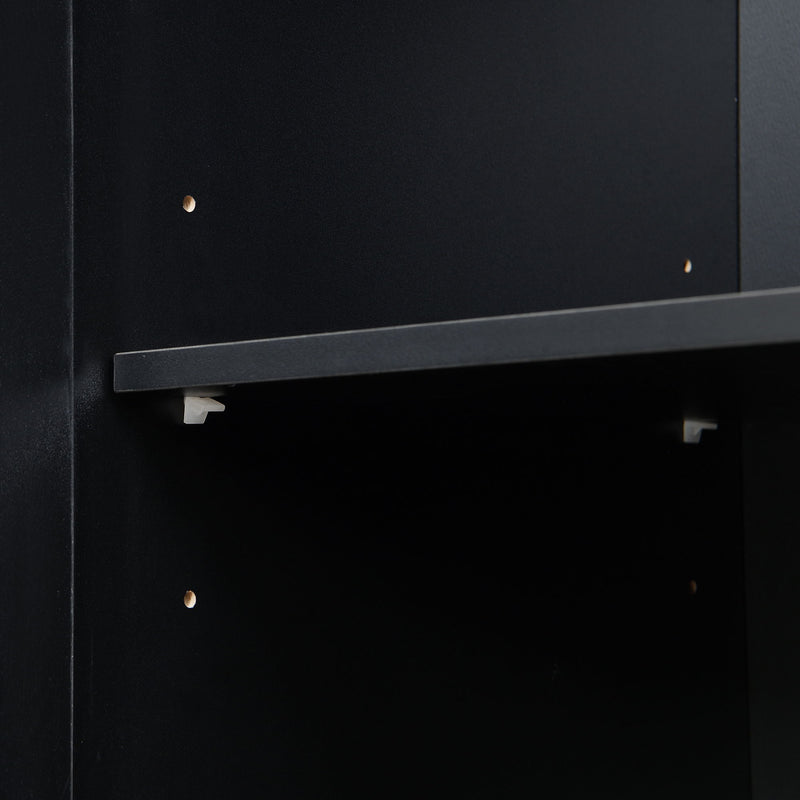 Tall Hall Tree With Shoe Storage, 4 In 1 Entryway Bench With 6 Cabinets, 4 Coat Hooks & Adjustable Shelf For Hallway - Black