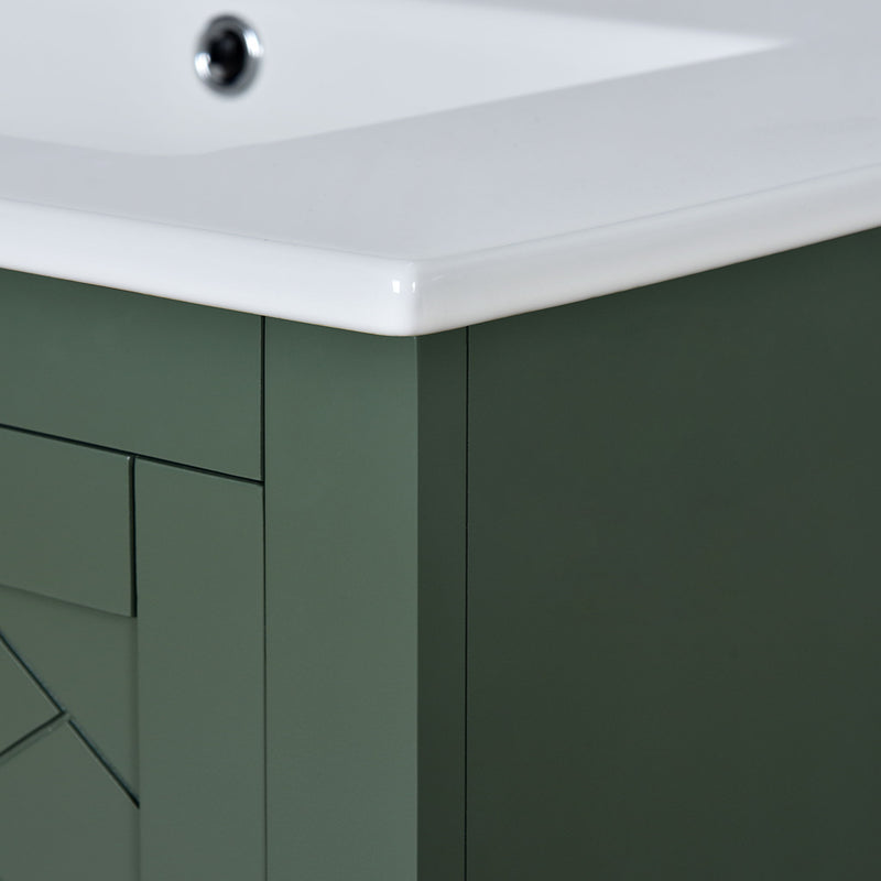 Ceramic Sink Combo, Freestanding Vanity Set With 3 Drawers & Soft Closing Doors