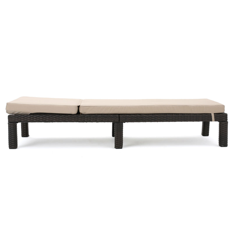 Puerta - Chaise Lounge Frame Cushion Outdoor Wicker Iron - Beige / Dark Brown