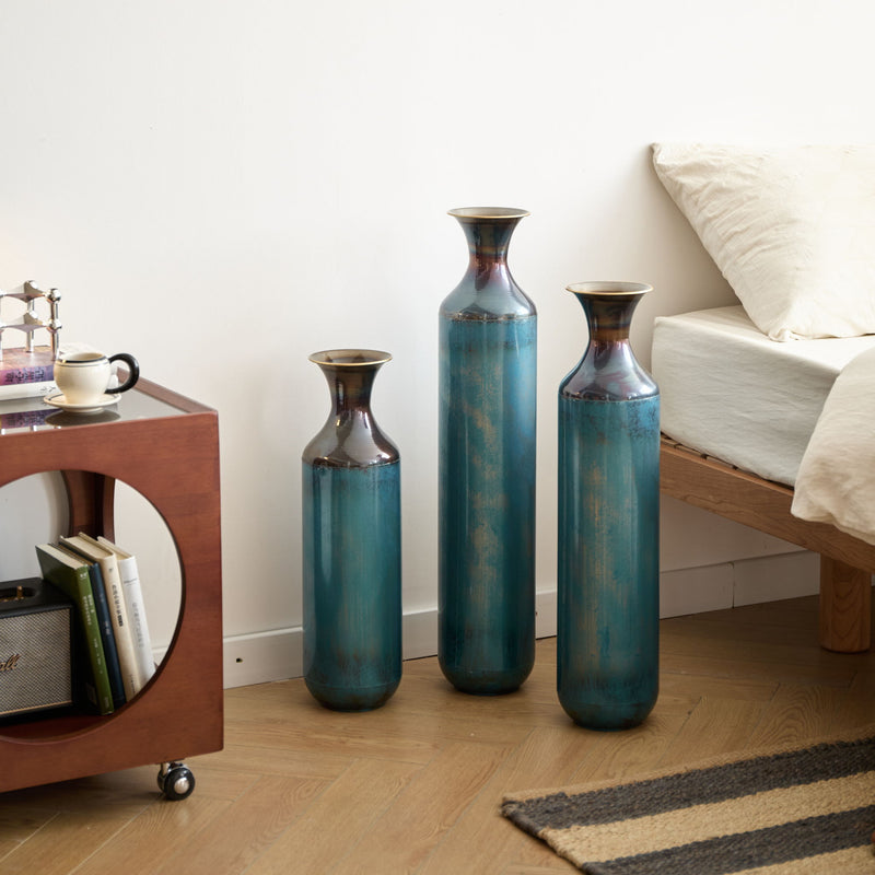 Modern Droplet Shaped Floor Vase Set, 3 Piece Home Decor