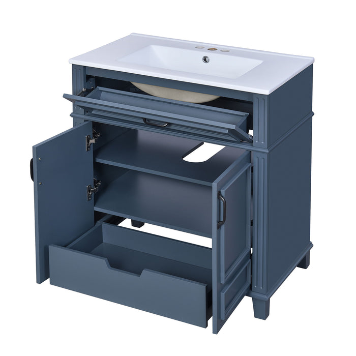 Bathroom Vanity With Sink Storage Cabinet - Blue