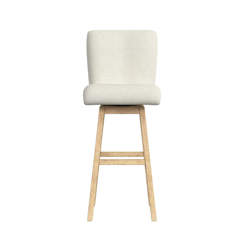 Cambrie - Upholstered Swivel Bar Stool With Boucle (Set of 2) - Beige / Natural