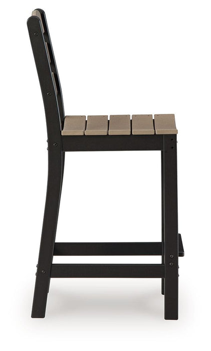 Shoreline Beach - Outdoor Counter Table And 2 Barstools (Set of 3) - Black / Beige