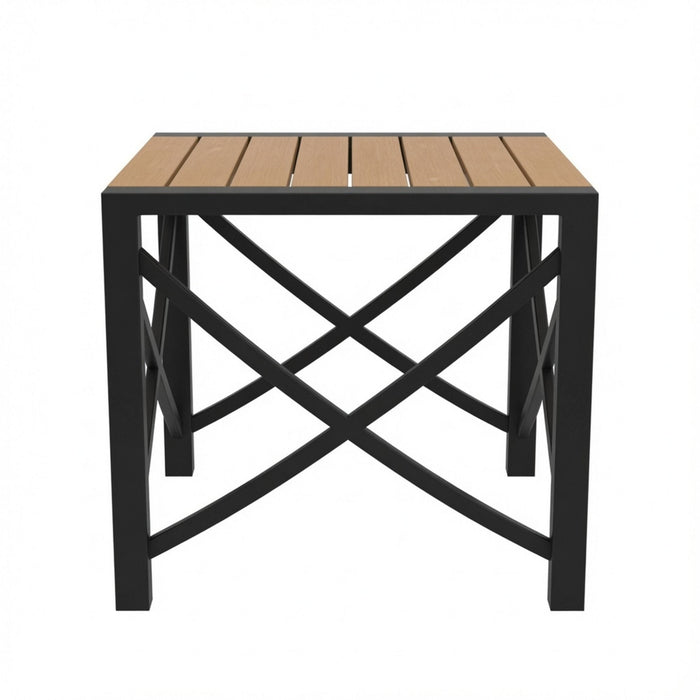 Square Outdoor Patio End Table - Black