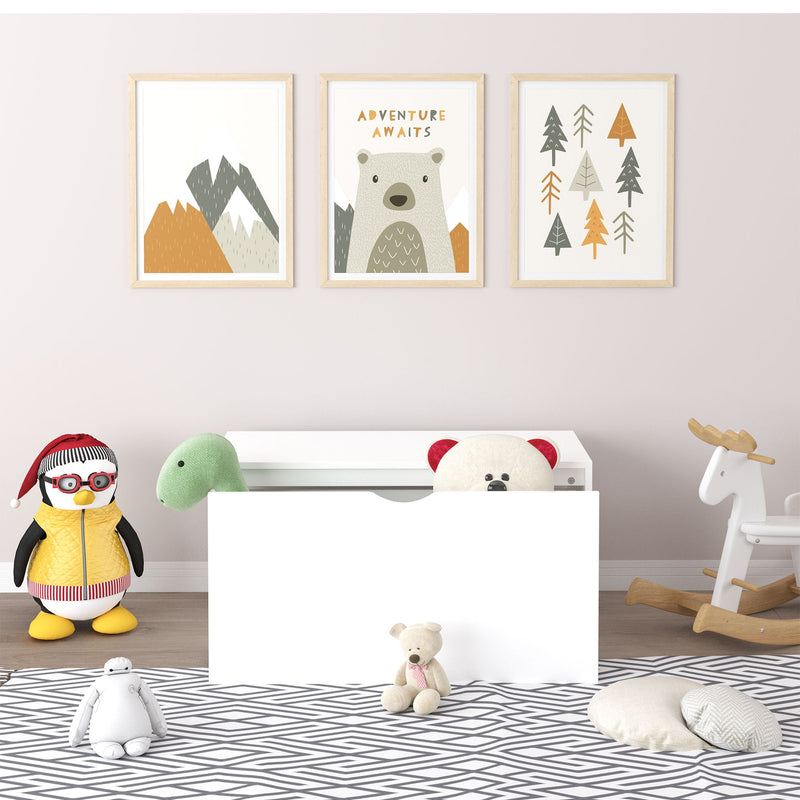 Toy Storage Organizer With Rolling Drawer, Chest With Wheels, Large Pull Out Bin For Nursery - White