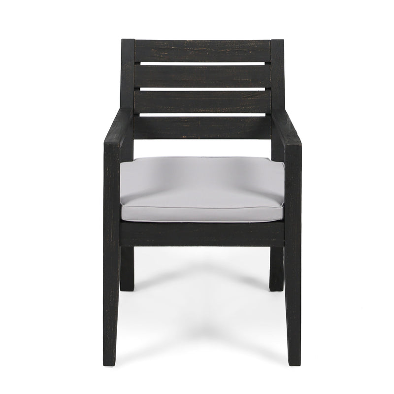 Outdoor 6 Seater Dining Set With Bench - Dark Gray / Light Gray