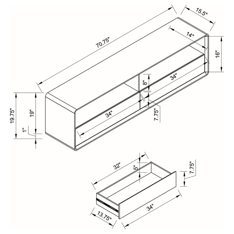 Cordova - 2 Drawer TV Stand - Gloss White