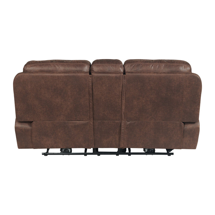 Atlantis - Power Motion Loveseat With Power Motion Head Recliner & Console - Heritage Brown