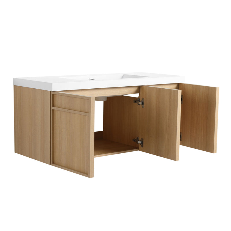 Wall-Mounted Bathroom Vanity With Resin Sink And Soft Closing Doors