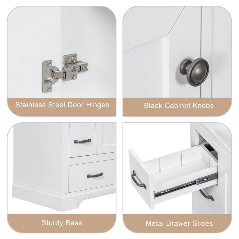Modern Bathroom Vanity With Sink, 6 Drawers, Adjustable Shelf