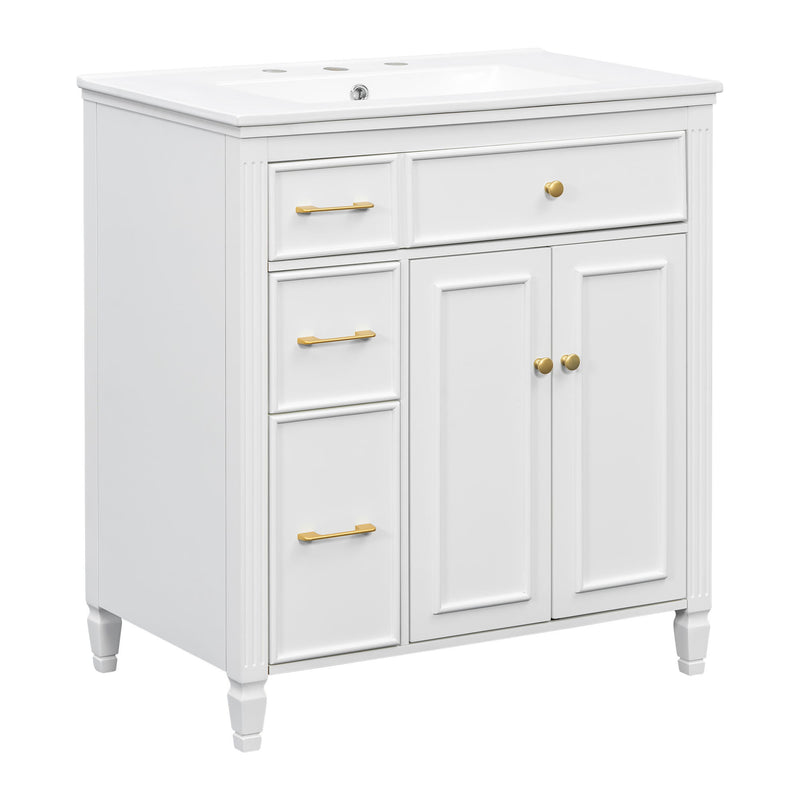 Freestanding Bathroom Vanity With Sink, Soft Close Door, Tip Out Drawer