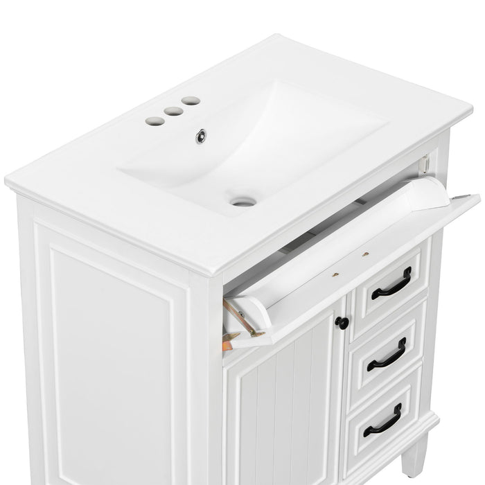 Bathroom Vanity With Sink Top, Flip Drawers, Adjustable Shelf
