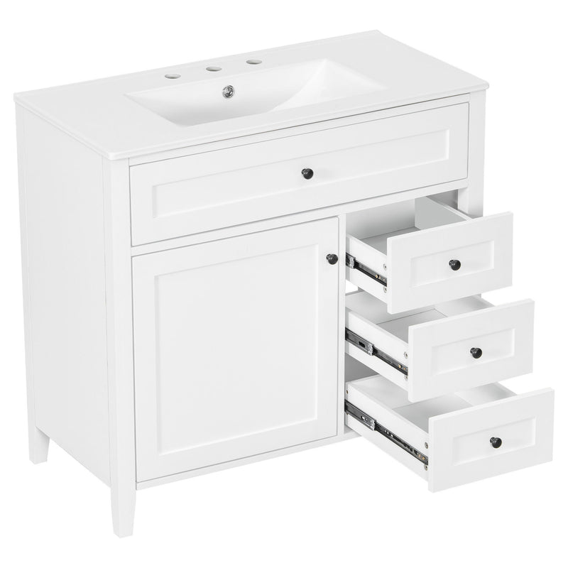 Bathroom Vanity With Sink, Cabinet With 3 Drawers And Adjustable Shelf