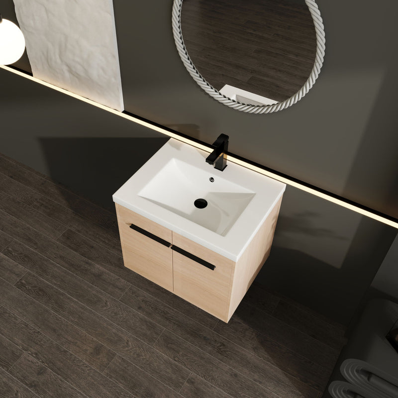 Bathroom Vanity Set With Resin Countertop Sink, 2 Doors
