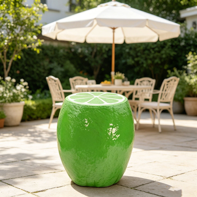 Novelty Lime Stool, Fruit Shaped Plant Stand & End Table, Accent Furniture For Home Garden Decoration - Green