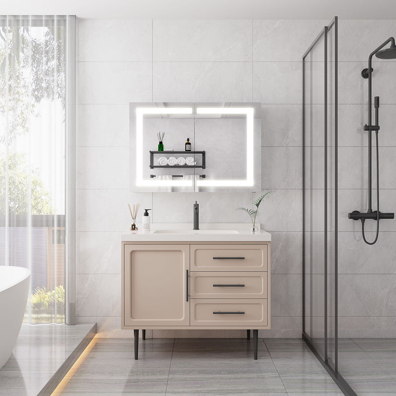 Medicine Cabinet With LED Vanity Mirror, Anti-Fog, Waterproof, Dimmable With Touch Switch