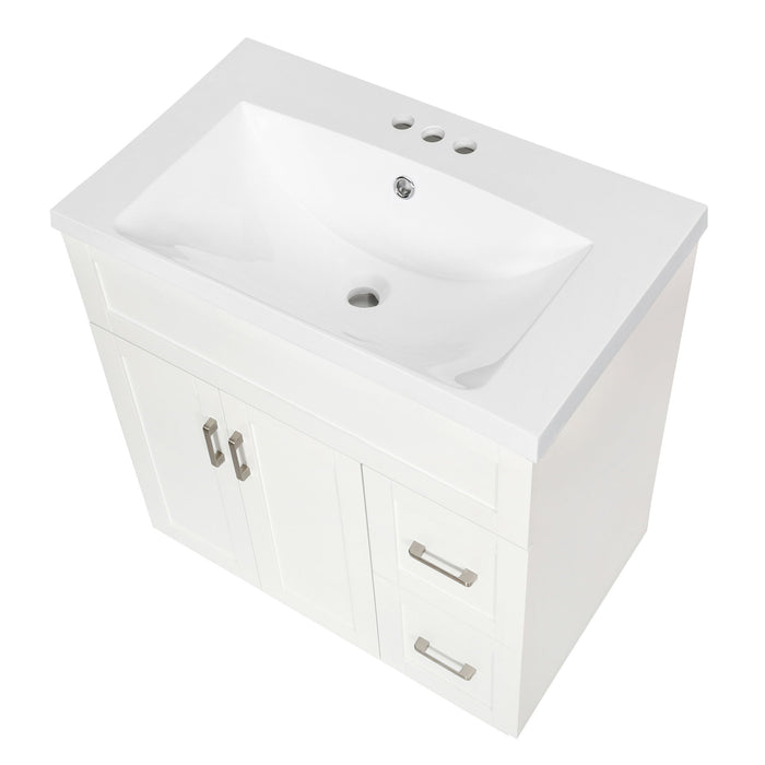 Bathroom Vanity With 2 Doors, 2 Drawers, Adjustable Shelf, Hidden Slides & Soft Close Hinges