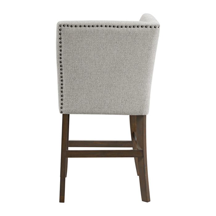 Seneca Counter Corner Bench with Upholstered Back and Grey Fabric