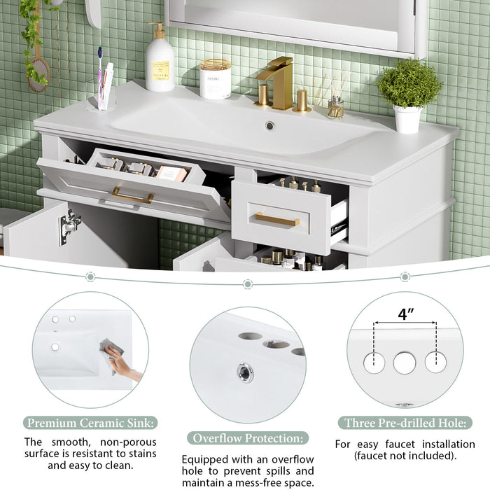 Modern Bathroom Vanity With Sink, Soft Close Doors, 4 Storage Drawers
