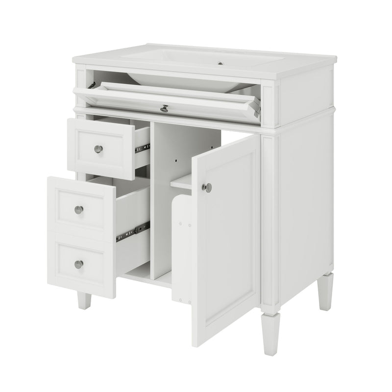 Bathroom Vanity With Top Sink, Modern Bathroom Storage Cabinet With 2 Drawers And A Tip-Out Drawer