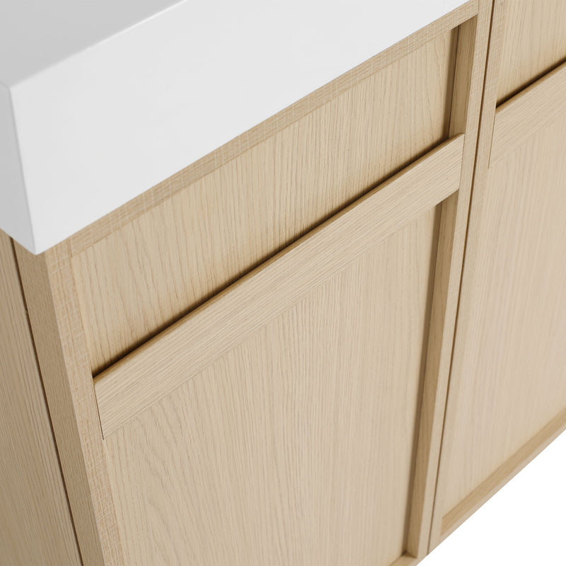 Freestanding Bathroom Vanity With Resin Sink & Soft Close Cabinet Doors