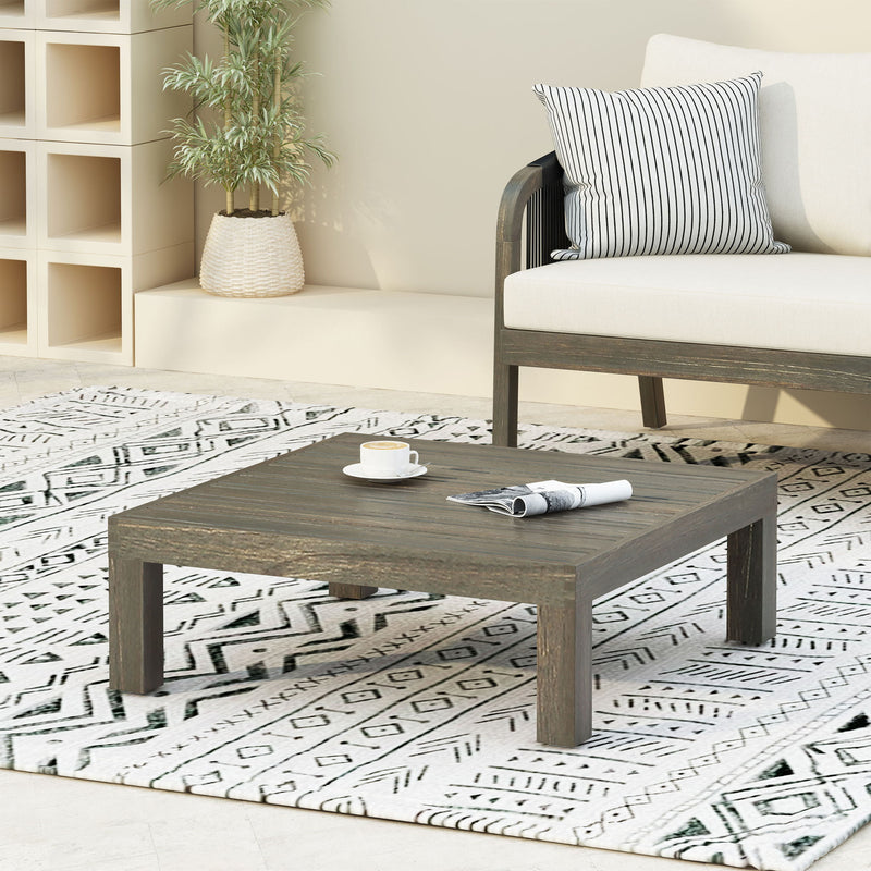 Oana Brava - Rustic Coffee Table With Slat Panel Design - Gray