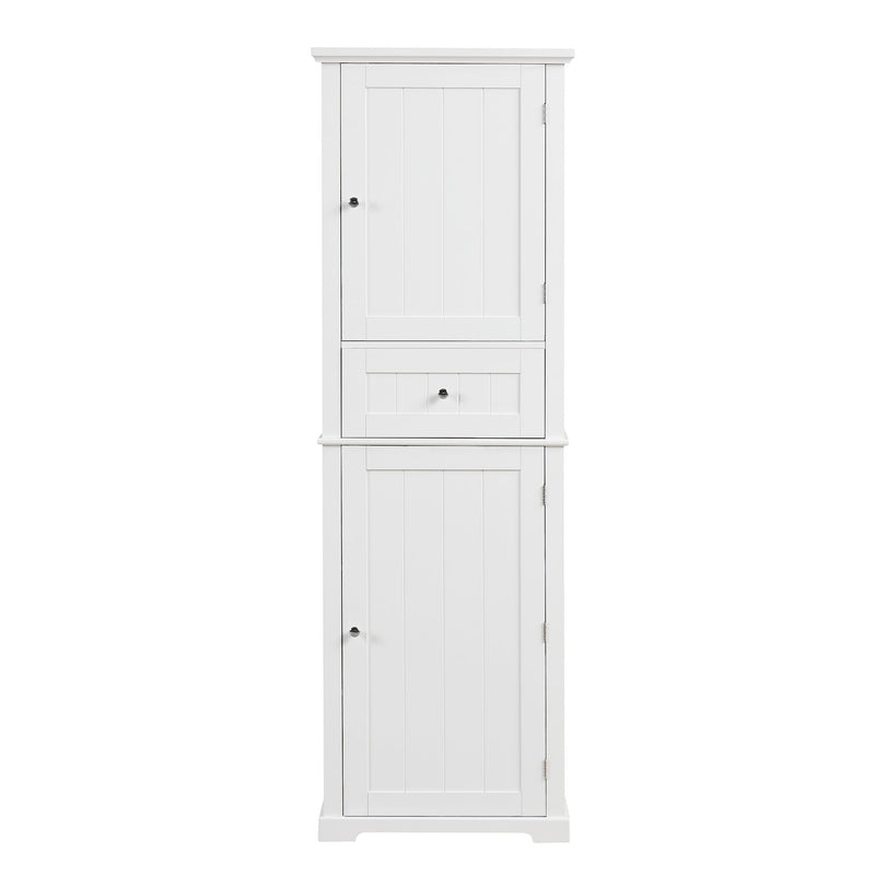 Tall Freestanding Bathroom Storage Cabinet With Drawer And Adjustable Shelf