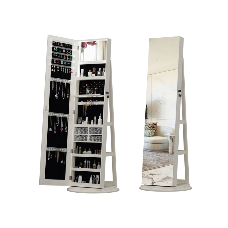 Swivel Jewelry Cabinet With Full Length Mirror