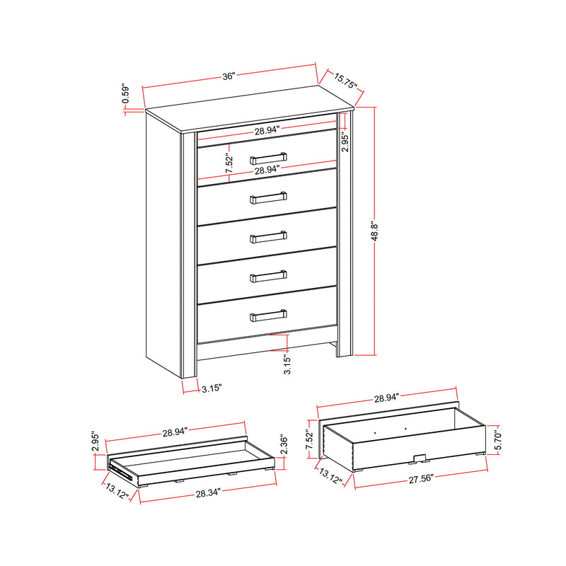 Lorenzo - 5 Piece Bedroom Set With Glittered Detailing