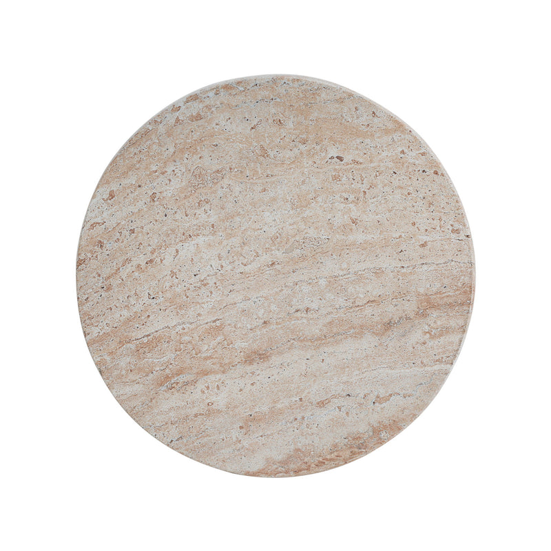Stylish Outdoor / Indoor Lightweight Concrete Side Table With Travertine - Beige