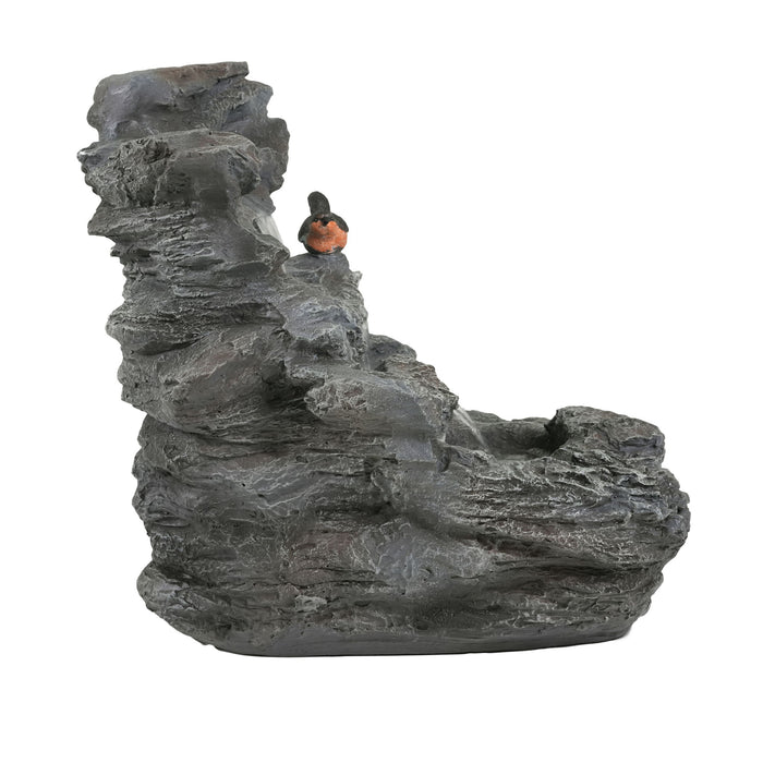 Concrete Rock Waterfall Fountain With LED Lights, Outdoor Garden Decor