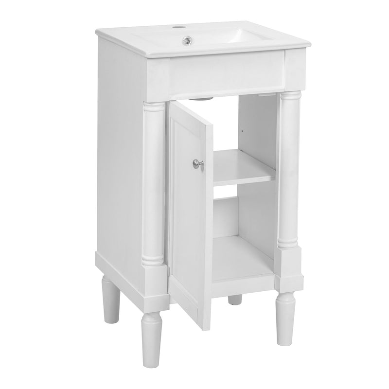 French Style Bathroom Cabinet With Sink, Adjustable Shelf
