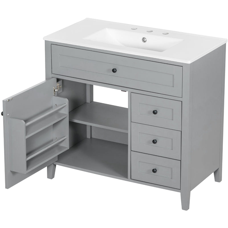 Bathroom Vanity With Sink, Cabinet With 3 Drawers And Adjustable Shelf
