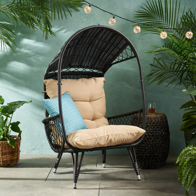 Outdoor Wicker Standing Basket Chair With Cushion