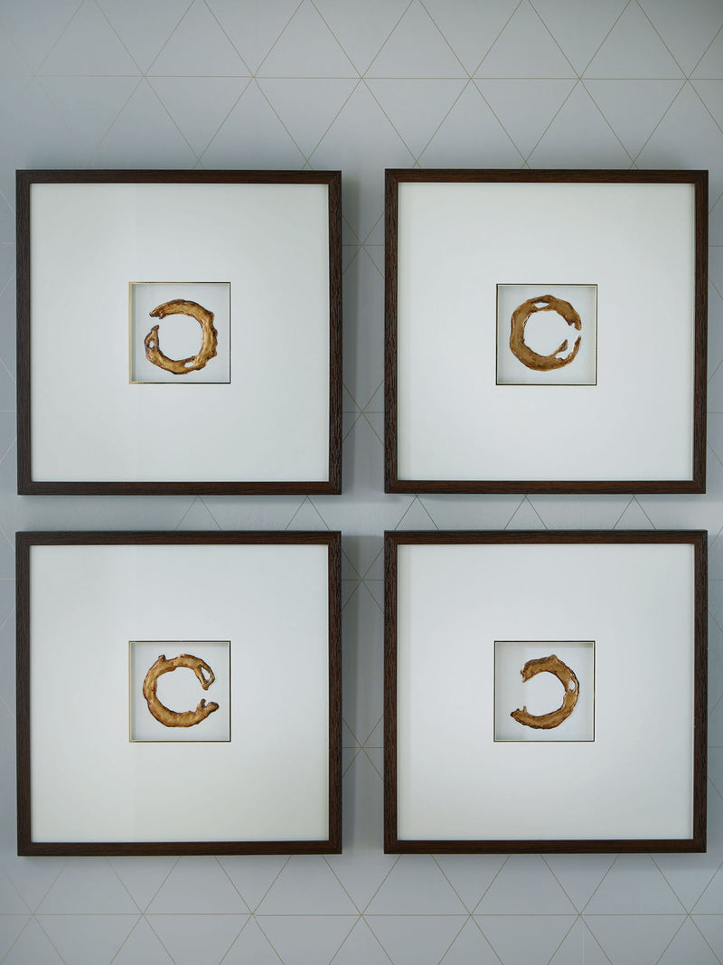Dallbourne - Wall Art Set (Set of 4) - White / Gold Finish