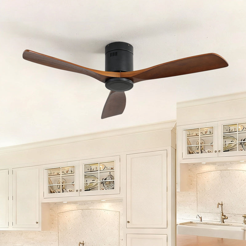 Low Profile Ceiling Fan DC, 3 Blade, Noiseless Reversible Motor, Remote Control