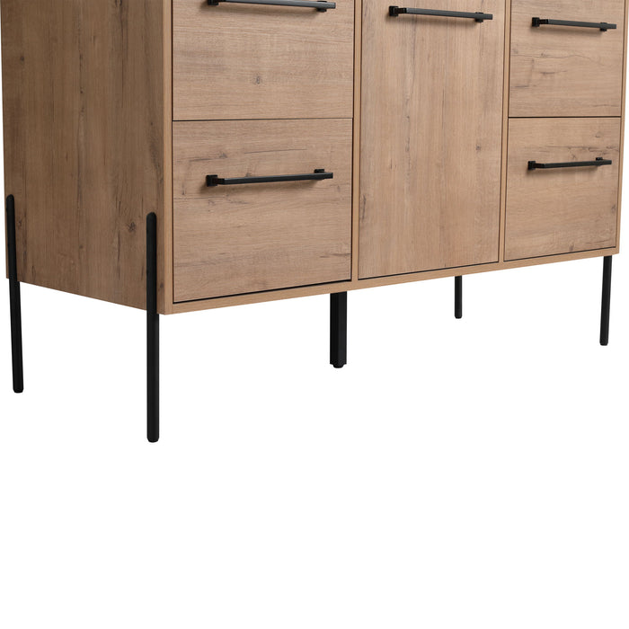 46" Freestanding Bathroom Vanity With Soft Close Doors And 4 Drawers, (Vanity Only) - Imitative Oak