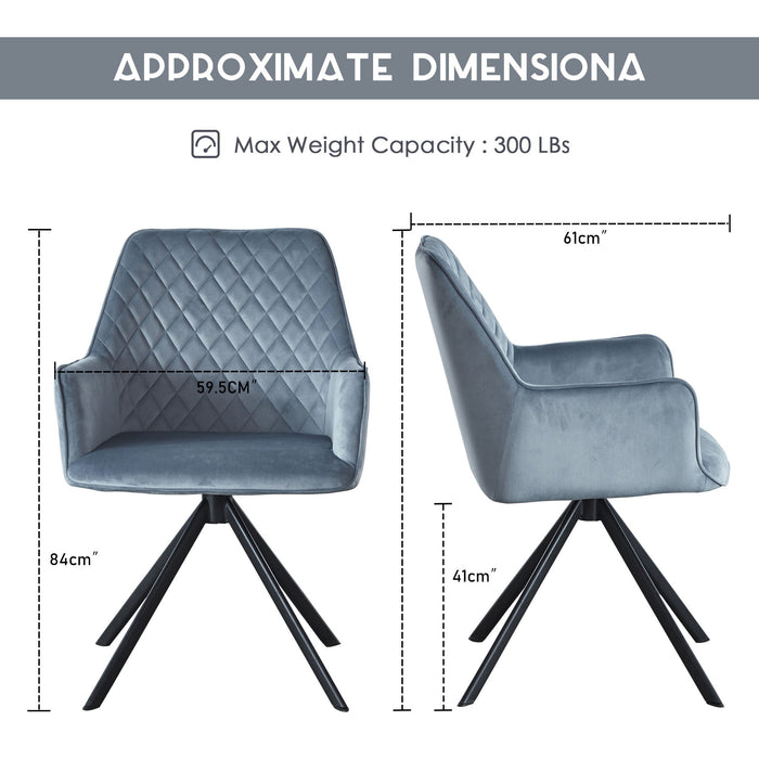 Modern Desk Chair No Wheel, Ergonomic Office Chair Home Office Upholstered Chair, Computer Chair For Bedroom, Reception Room, Living Room With Metal Legs - Blue