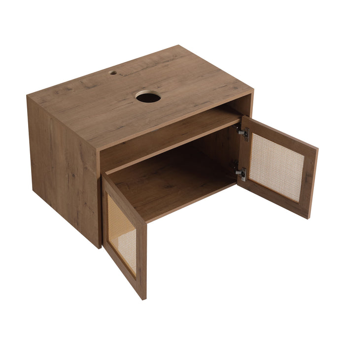 Bathroom Vanity With Art Sink And Side Cabinet, Float Mounting Design